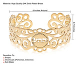 Handmade 24K Gold-Plated Kabbalah Cuff Bracelet – Hebrew Protection, Love & Healing Inscriptions – Boho Spiritual Jewelry from Israel