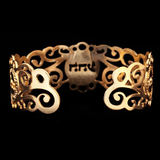 Handmade 24K Gold-Plated Kabbalah Cuff Bracelet – Hebrew Protection, Love & Healing Inscriptions – Boho Spiritual Jewelry from Israel