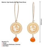 Cancer Zodiac Earrings – Handmade in Israel with Carnelian & 24K Gold-Plated Brass – Kabbalah-Inspired Hebrew Inscriptions