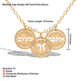 Hebrew Blessing Necklace – Ahava, Shalom & Chai Coins – 24K Gold-Plated Jewish Jewelry Handmade in Israel