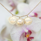 Hebrew Blessing Necklace – Ahava, Shalom & Chai Coins – 24K Gold-Plated Jewish Jewelry Handmade in Israel