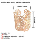 Rose Gold Floral Cuff Bracelet – Spiral Flower Design in 24K Rose Gold-Plated Brass – Handmade Boho Jewelry from Israel