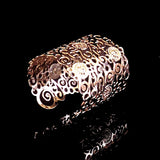 Rose Gold Floral Cuff Bracelet – Spiral Flower Design in 24K Rose Gold-Plated Brass – Handmade Boho Jewelry from Israel