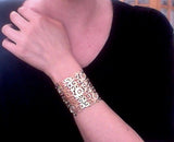 Rose Gold Floral Cuff Bracelet – Spiral Flower Design in 24K Rose Gold-Plated Brass – Handmade Boho Jewelry from Israel