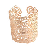Rose Gold Floral Cuff Bracelet – Spiral Flower Design in 24K Rose Gold-Plated Brass – Handmade Boho Jewelry from Israel