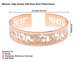 Shema Israel Cuff Bracelet – 24K Rose Gold-Plated Hebrew Jewelry – Handmade in Israel with Jewish Prayer Engraving