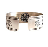Lion of Judah Dark Silver Cuff for Men – Hebrew Engraved Bracelet, Handmade in Israel, Gift-Ready Packaging
