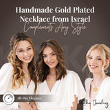 Hebrew Blessing Necklace with Green Tourmaline – 24K Gold-Plated Pendant – Handmade Spiritual Jewelry from Israel