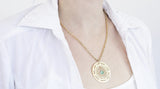 Hebrew Blessing Necklace with Green Tourmaline – 24K Gold-Plated Pendant – Handmade Spiritual Jewelry from Israel