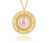 Gold Blessings Necklace in Hebrew with Pink Tourmaline – Handmade in Israel, Perfectly Packaged for Gifting