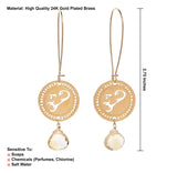Scorpio Zodiac Earrings with Citrine – 24K Gold-Plated Kabbalah Jewelry, Handmade in Israel