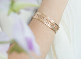 Rose Gold Cuff Bracelet with 7 Kabbalah Names of God – 24K Rose Gold-Plated, Adjustable & Handmade in Israel – Spiritual Jewish Jewelry Gift