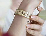 Shema Israel Cuff Bracelet – 24K Gold-Plated Hebrew Prayer Jewelry, Handmade in Israel