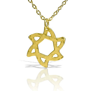 Gold Star of David Necklace – 24K Gold-Plated Jewish Pendant, Handmade in Israel