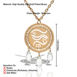 Pisces Zodiac Necklace with Aquamarine – 24K Gold-Plated Pendant with Kabbalistic Hebrew Letters, Handmade in Israel