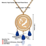 Virgo Zodiac Necklace with Lapis Lazuli – 24K Gold-Plated Pendant with Kabbalistic Hebrew Letters, Handmade in Israel