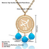 Sagittarius Zodiac Necklace – Gold-Plated Pendant with Turquoise & Hebrew Kabbalah Letters, Handmade in Israel