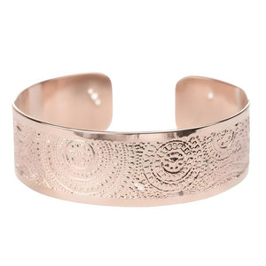 Rose Gold Mandala Cuff Bracelet – 24K Plated, Dotted Design, Handmade in Israel