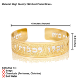 Many Waters Cannot Quench Love Song Of Songs 8:7 Cuff Bracelet – 24K Gold-Plated Hebrew Scripture Jewelry, Handmade in Israel