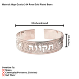 Faith Love Hope Cuff Bracelet – 24K Rose Gold-Plated Hebrew Jewelry, Handmade in Israel