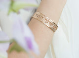 Esther 4:14 Dainty Cuff, Bible Scripture Bracelet in Hebrew for Women, Handmade in Israel (Rose Gold)