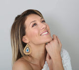 Kabbalah Sacred Jewelry, Dainty Gold Earrings, Two Tone Teardrop Earrings, Turquoise Earrings, 72 Names Of God, Hebrew Jewelry, Jewish Jewelry