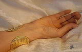 Gold Cuff Jewelry, Modern Jewelry, Sunflower Henna Design Bracelet, Statement Cuff, Hammered Gold Cuff, Handmade in Israel