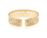 Isaiah 54:17 Dainty Cuff, Bible Scripture Bracelet in Hebrew for Women, Handmade in Israel (Gold)