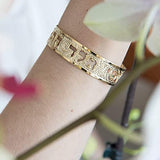 Psalm 42:7 Dainty Gold Cuff, Bible Scripture Bracelet in Hebrew for Women, Handmade in Israel