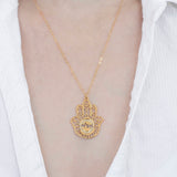Kabbalah Hamsa Jewelry, Gold Necklace, Hand Shaped Necklace, Hamsa Jewelry, Spiritual Jewelry, Hebrew Necklace, Jewish Jewelry for Women Packaged and Ready for Gift Giving, Handmade in Israel