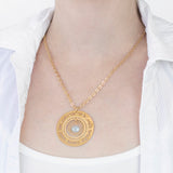 Gold Blessings Necklace in Hebrew, Packaged for Giving, Handmade in Israel (Blue Topaz)