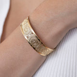 Dainty Gold Cuff Bracelet, Textured Gold Cuff, Dotted Design, Fashion Jewelry, Stylish Cuff, Jewelry For Women, Handmade In Israel (Gold)