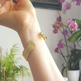 Hebrew YHWH Dainty Gold Cuff, Jehovah in Hebrew Jewelry, Hebrew Jewelry for Women, Jewish Jewelry for Women Packaged and Ready for Gift Giving, Handmade in Israel (Gold)