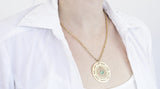 Gold Blessings Necklace in Hebrew with, Packaged for Giving, Handmade in Israel (Green Tourmaline)