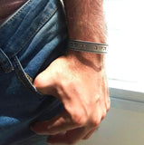 Numbers 6:24 Darkened Dainty Silver Cuff in Hebrew for Men, Beautifully Packaged, Handmade in Israel