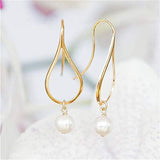 Gold Earrings With Pearls, Dangly Earrings, Teardrop Earrings, Modern Jewelry, Pearl Earrings, Greek Jewelry, Minimalist Earrings