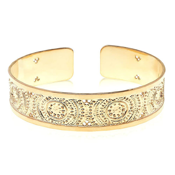 Dainty Gold Cuff Bracelet, Textured Gold Cuff, Dotted Design, Fashion Jewelry, Stylish Cuff, Jewelry For Women, Handmade In Israel (Gold)