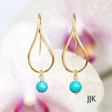 Gold Earrings with Turquoise, Teardrop Earrings, Dangly Earrings, Modern Jewelry, Turquoise Earrings, Minimalist Earrings