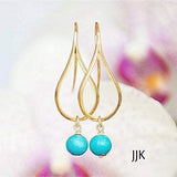 Gold Earrings with Turquoise, Teardrop Earrings, Dangly Earrings, Modern Jewelry, Turquoise Earrings, Minimalist Earrings