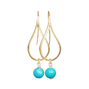 Gold Earrings with Turquoise, Teardrop Earrings, Dangly Earrings, Modern Jewelry, Turquoise Earrings, Minimalist Earrings