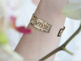 Psalm 37:4,5 Dainty Gold Cuff, Hebrew Jewelry For Women, Bible Verse Bracelet, Scripture Jewelry, Christian And Jewish Gift, Handmade In Israel (Gold)