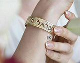 Shma Israel Dainty Cuff, Jewish Jewelry for Women, Hebrew Jewelry for Women, Spiritual Jewelry, Bible Jewelry, Inspirational Jewelry Packaged and Ready for Gift Giving, Handmade in Israel (Gold)