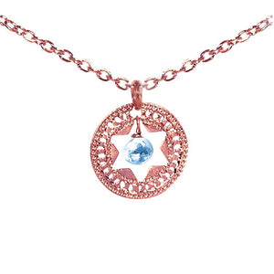 Star Necklace, Star of David, Turquoise Necklace,Inspirational Necklace, Rose Gold Necklace, Hebrew Jewelry for Women