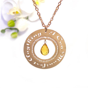 Rose Gold Necklace"I can manifest anything" With Citrine Affirmation Jewelry, Personal Development, Manifesting, Spiritual Jewelry, Success