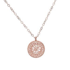 Rose Gold Necklace, Flower Disc Necklace, Dainty Necklace, Minimalist Necklace, Modern Necklace, Delightful Jewelry, Elegant Necklace