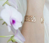 Dainty Rose Gold Cuff, Floral Bracelet, Daisy Design, Cuff Bracelet, Rose Gold Bracelet, Rose Gold Bangle, Modern Jewelry, Handmade in Israel