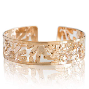 Dainty Rose Gold Cuff, Floral Bracelet, Daisy Design, Cuff Bracelet, Rose Gold Bracelet, Rose Gold Bangle, Modern Jewelry, Handmade in Israel
