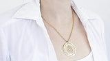 Gold Blessings Necklace in Hebrew, Packaged for Giving, Handmade in Israel (Blue Topaz)