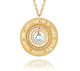 Gold Blessings Necklace in Hebrew, Packaged for Giving, Handmade in Israel (Blue Topaz)